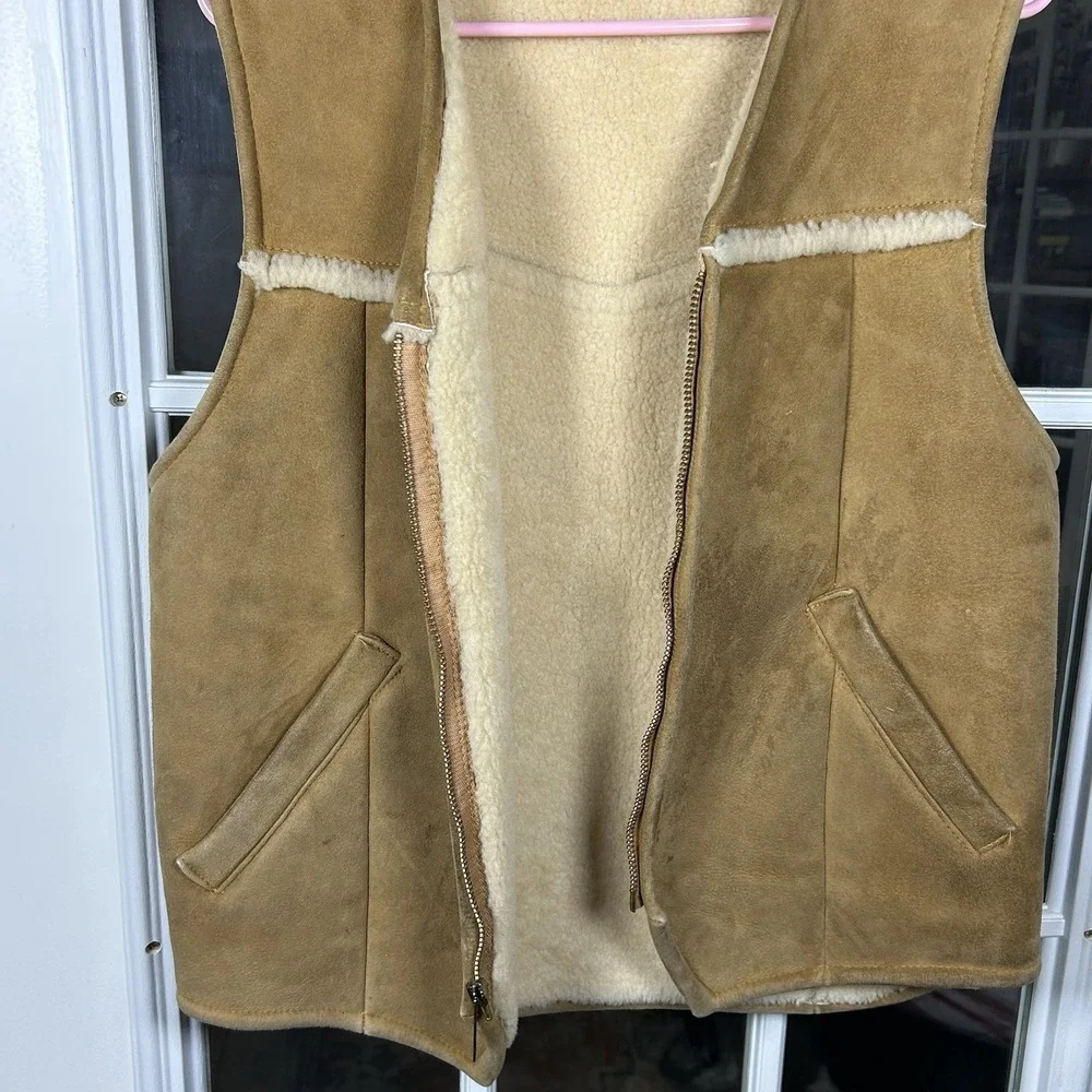 Vintage Eddie Bauer Expedition Outfitter Suede Sherpa Zip Vest Men's Medium